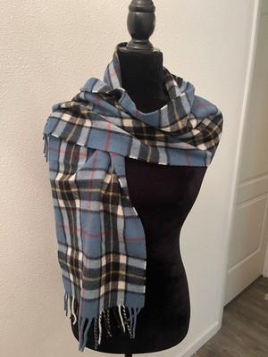 New James Pringle Weavers Thomson Blue Tartan Soft Scottish 100% Lambswool Scarf