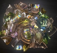 Broken Depression Glass And Carnival Scrap Pieces For Mosaic And Jewelry Lot 9