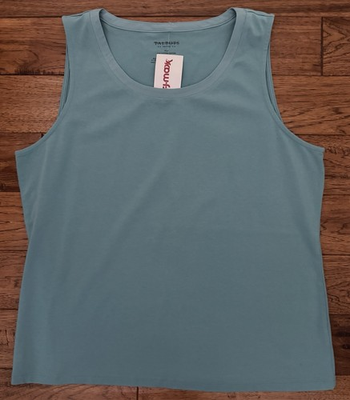 #ad #ad TALBOTS PETITES XLP Aqua Teal Knit Round Neck Tank Cotton Blend Stretch NWT $14.99