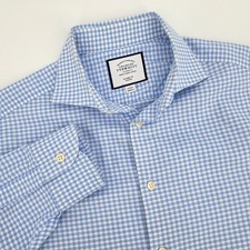 Charles Tyrwhitt Mens Classic Fit Gingham Non Iron Dress Shirt 15 33 Blue White