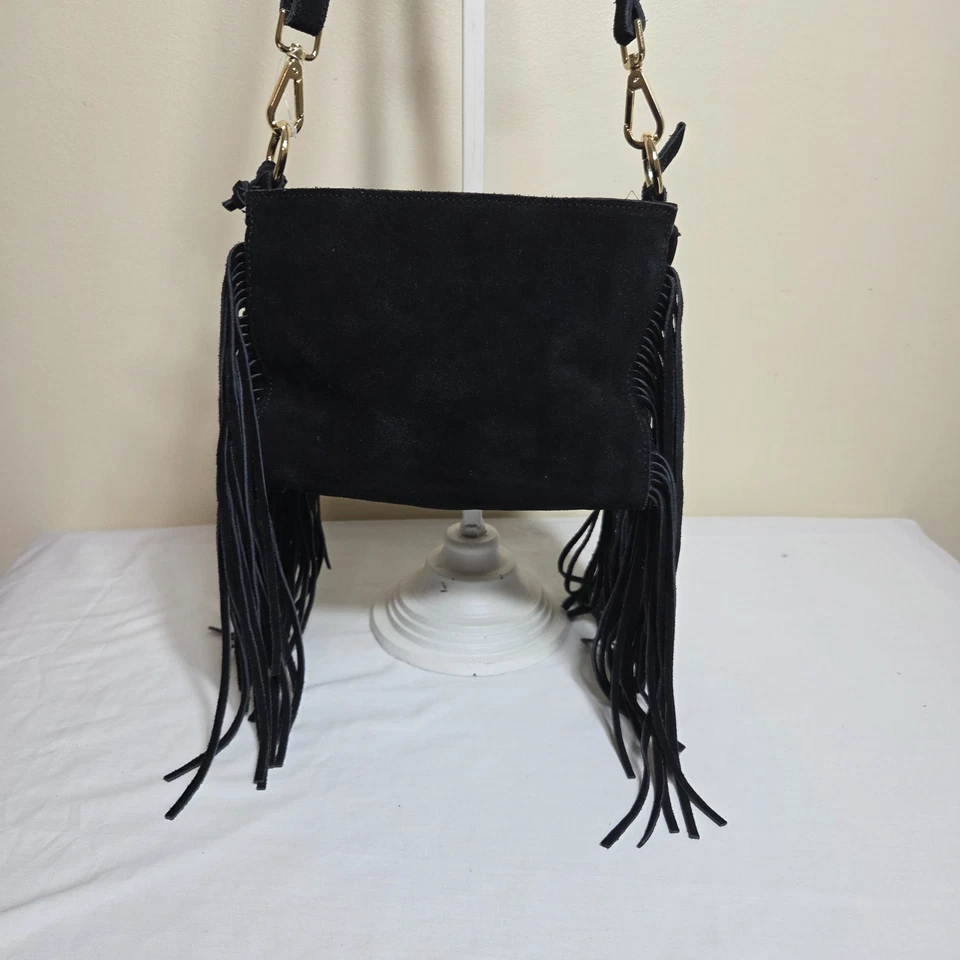 Bandolera boho hippie gamuza flecos borla cuero vaquera occidental mossimo Foto 3 de 4