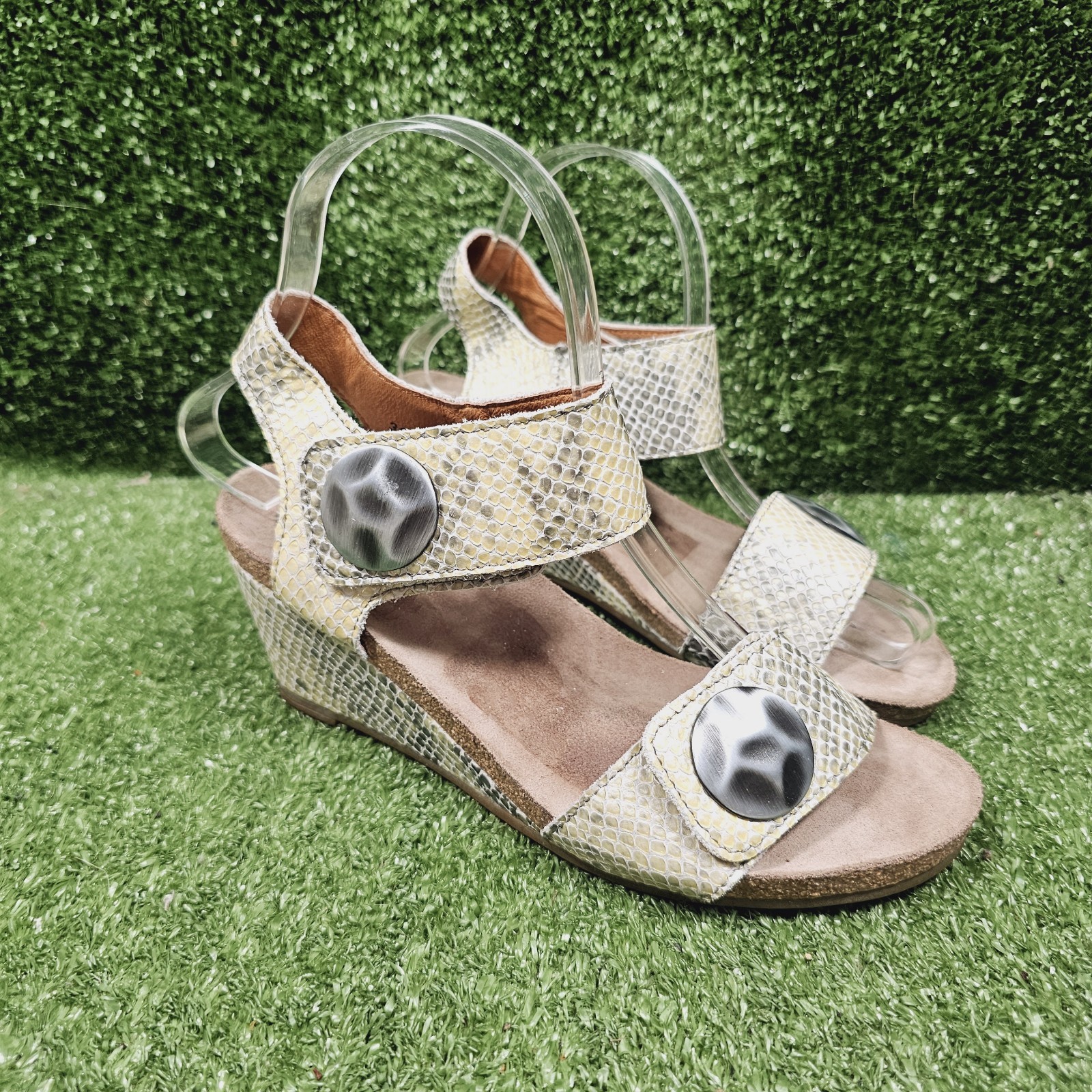 Taos Carousel 2 Python Snake Print Leather Wedge … - image 1