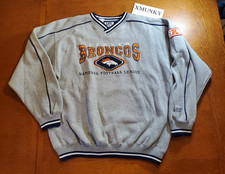 Vintage Lee Sport Denver Broncos NFL Sweatshirt Gray Embroidered Men XL