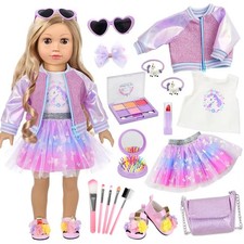 American 18 Inch Doll Makeup Accessories and Clothes Set Includes 18 Inch Dol...