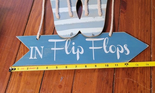 BEACH SIGN "Life Is Better In Flip Flops" Wood 14"X14" BEACH/ LAKEHOUSE Decor - Picture 4 of 4