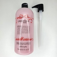 Philosophy Peppermint Stick Shampoo, Shower Gel  Bubble Bath Holiday 32 Oz NEW