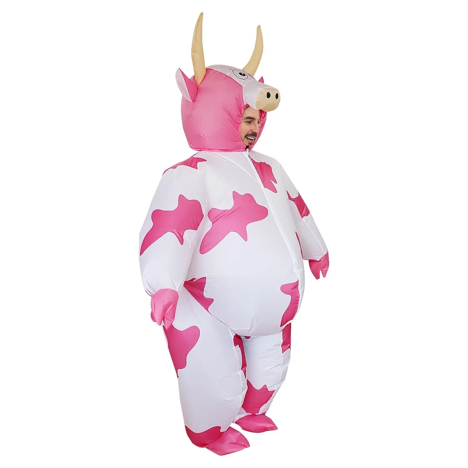 Надувной розовый костюм коровы для Хэллоуина и Рождества - смешной надувной наряд - Изображение 4 из 4