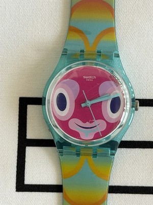 Swatch MR BLUBBY GL120 Watch - New w/ Box- Fun Puffer Fish Design - Swiss Made