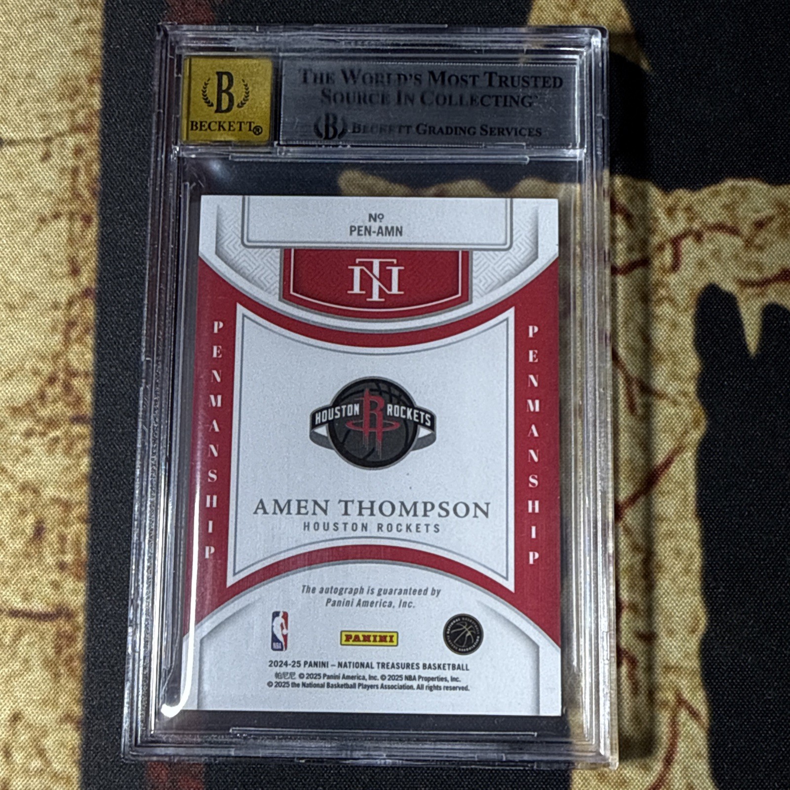 2024-25 Panini National Treasures Penmanship Amen Thompson Auto /75 BGS 8.5/10 view 4