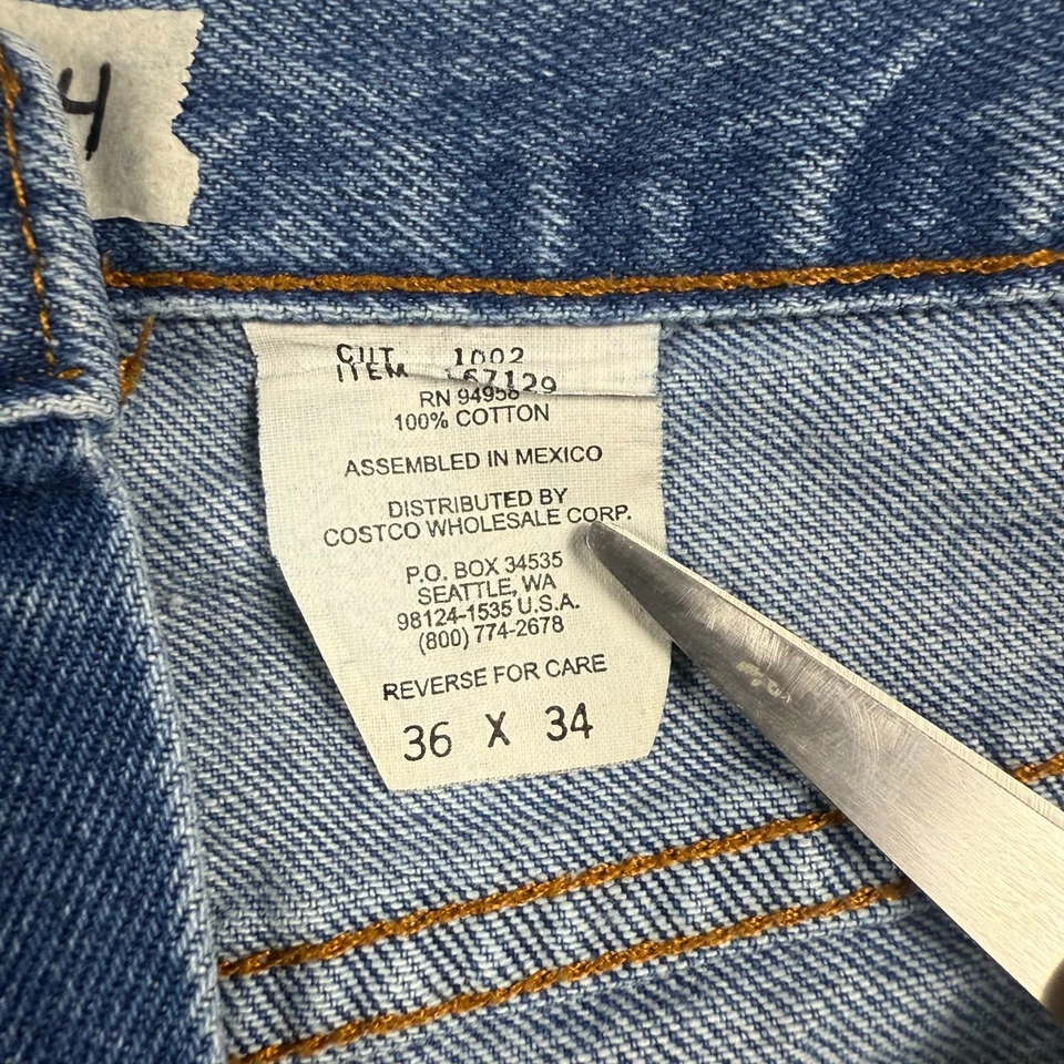 Kirkland Signature Jeans Men 36x34 Blue 5-Pockets Stretch Low Waist Straight Leg - Image 4 of 4