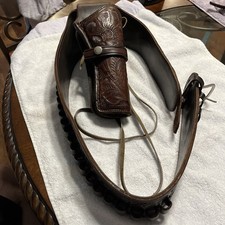 Right Hand, .45 Colt Hand Tooled, Hand Stitched 6 Gun Holster belt Mexico