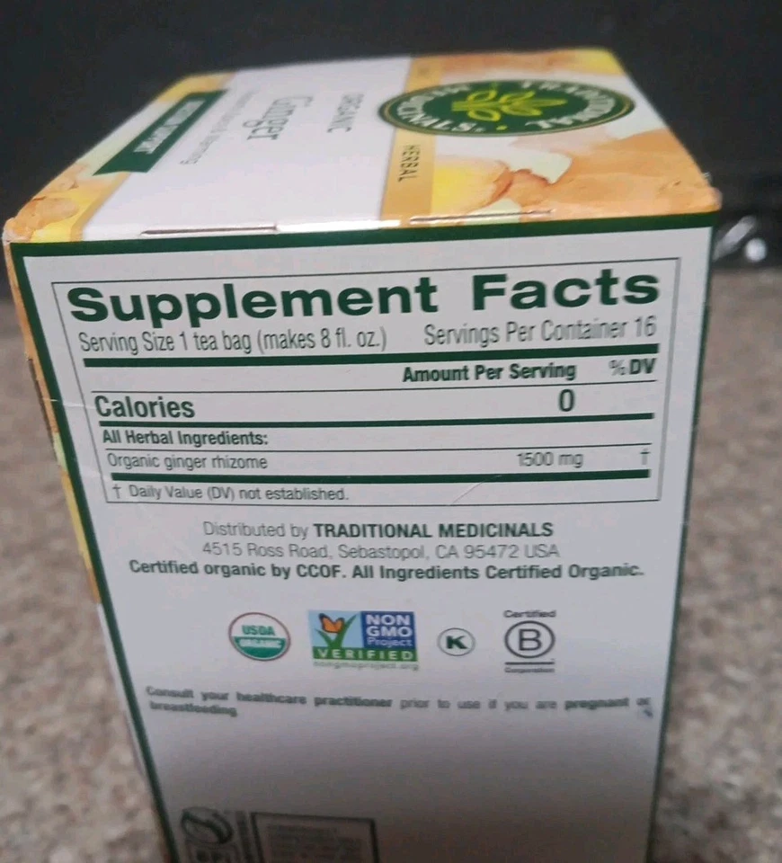 Té de hierbas de jengibre orgánico medicinales tradicionales, 16 bolsitas de té Foto 4 de 4