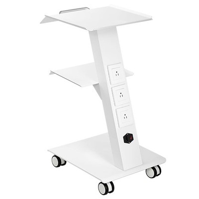 3 Tier Rolling Lab Utility Cart w/ Power Outlet Steel Medical Salon Storage