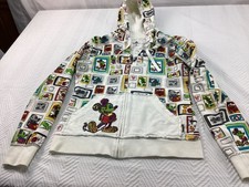 Disney Parks Zip Up Hoodie Womens Medium White Mickey Mouse AOP Comic Strip