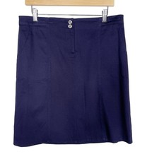 J McLaughlin Size 10 Navy Blue Cotton Stretch Textured Mini Skirt Made in USA