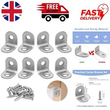 8PCS Small L Brackets with Screws, 20mm for Furniture and Shelf Support