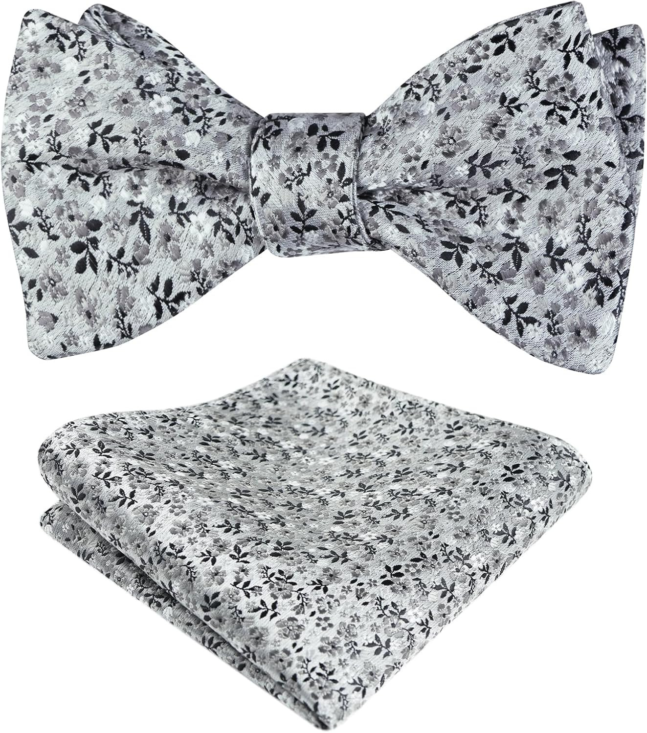 Mens 2pcs Floral Self-tied Bow Tie with Pocket Square Colorful Tie Set