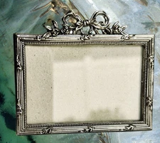 Mini Silver Photo Frame w Bow & Flowers by Sixtrees New  -  3 Available