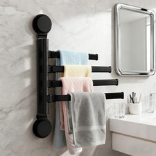 Bathroom Towel Rack, Swivel Towel Bar 4-Arm, Vacuum Suction Towel Holder