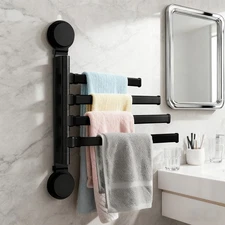 Bathroom Towel Rack, Swivel Towel Bar 4-Arm, Vacuum Suction Towel Holder