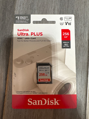 SanDisk Ultra Plus 256GB UHS Speed Class 1, V10 SD Memory Card (0619659182663)