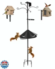 JISON21 Bird Feeder Pole 91 Inch with Squirrel Baffle,Adjustable Hanging Shep