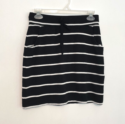 MARKET SPRUCE STITCH FIX STITCHFIX Amia Knit Skirt Black White Stripe Mini Small