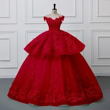 Applique Lace-up Quinceanera Dress Ball Gown with Detachable Skirt Cubic Floral