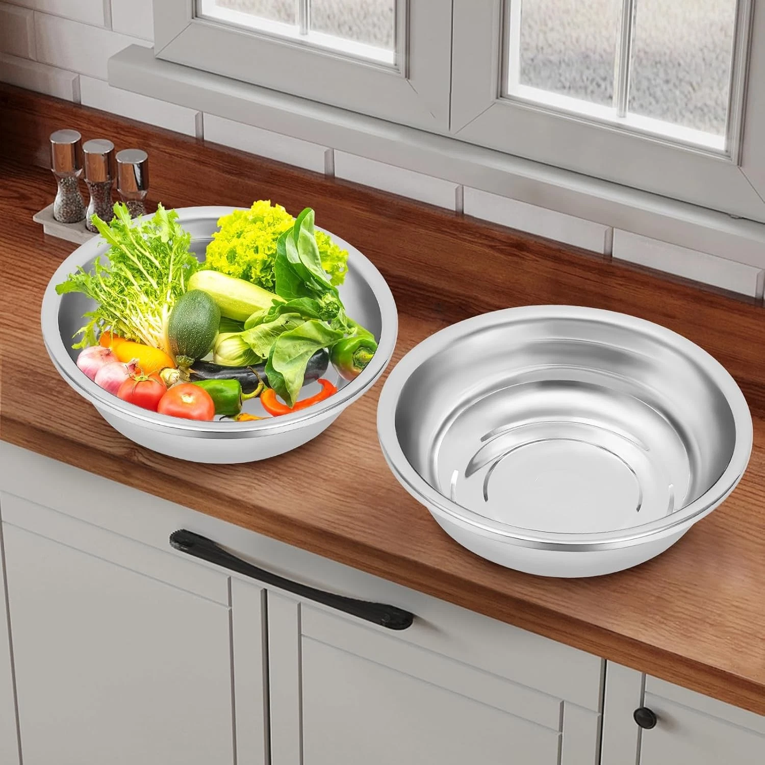 18.9in Stainless Steel Mixing Bowls Set - 2-Piece Large Capacity Kitchen Tools