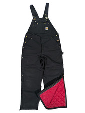 Vintage Carhartt R02 BLK Quilt Lined Duck Bib Overalls Black 40x30 USA Made