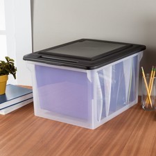 Sterilite Clear Plastic File Storage Box Lid Letter Legal Size Organizer Black