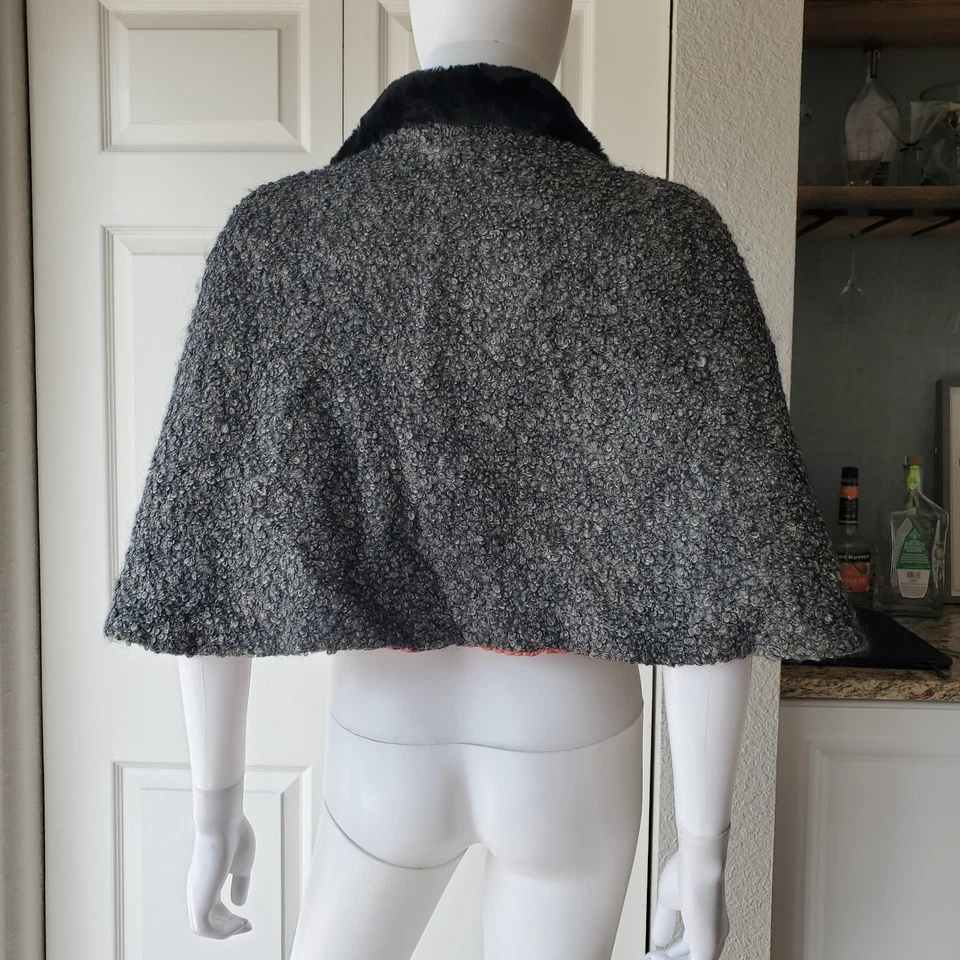 Vintage 50s Cropped Elbow Length Faux Fur Cape Shrug - Image 3 of 4