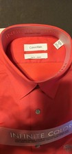 Calvin Klein Slim Fit Dress Shirt 14-14.5 32/33 Red Infinite Color NWT
