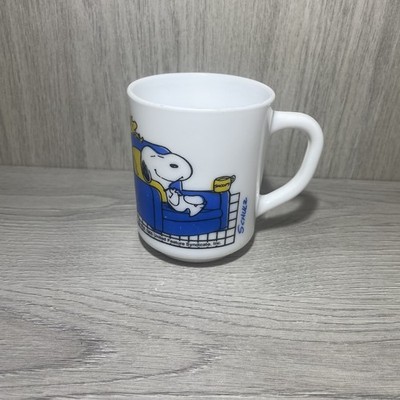 Peanuts Snoopy Glas Becher Vintage 1965 weiß Arcopal France klein 3,5'' Schulz 