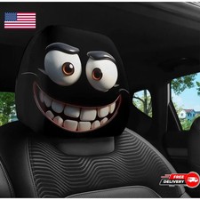 2pcs Funny Slanted Eyes Car Headrest Covers Cartoon Print Auto Interior Decor 2pcs Funny Slanted Eyes Car Headrest Covers Cartoon Print Auto Interior Decor