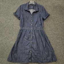 Tommy Hilfiger Women’s Denim Shirt Dress Size 8 Blue Short Sleeve Button Front