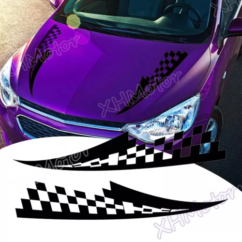 Universal Car Hood Racing Vinyl Modified Stripe Exterior Decor Trim Decal Black
