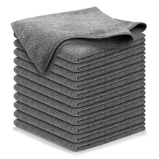 USANOOKS Microfiber Cleaning Cloth Grey - 12 Pcs 12.5"x12.5" - High Performan...