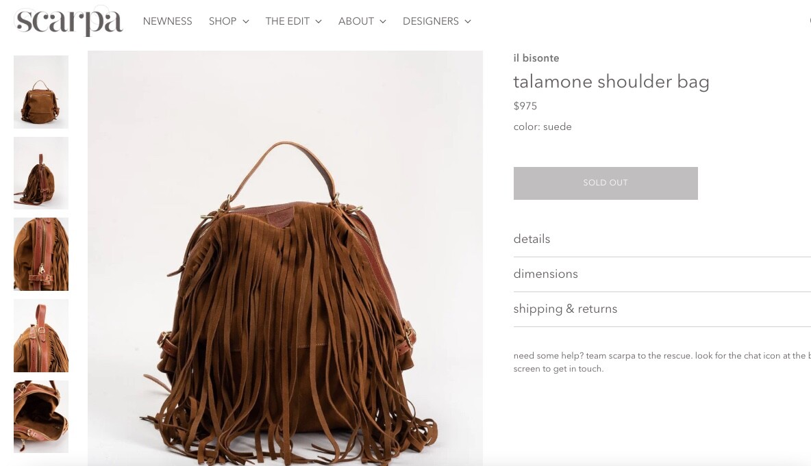 NWT - IL Bisonte TALAMONE Suede Fringe Backpack CONVERTIBLE  display picture 3
