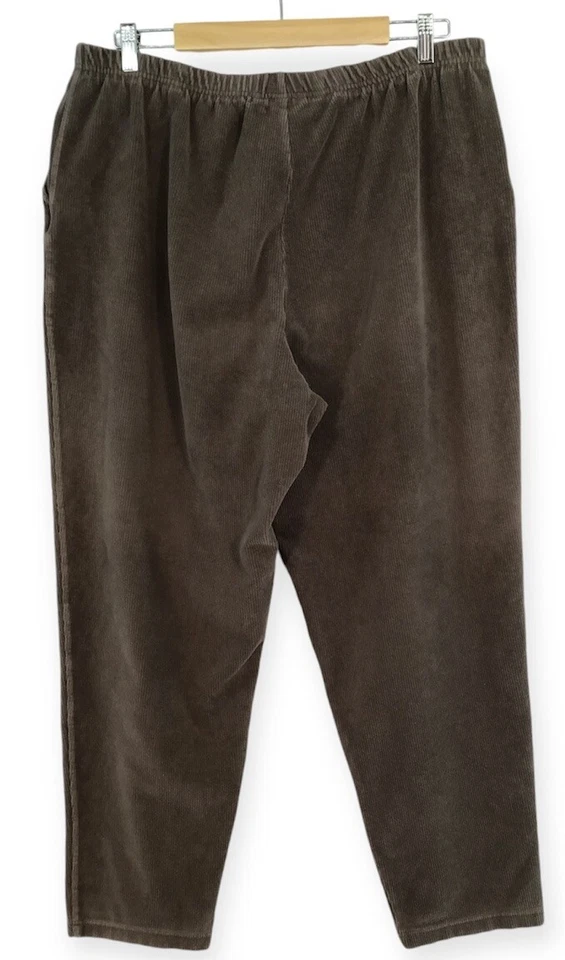 Pantalones Lands End Talla XL Marrón Chocolate Pana Cintura Elástica Bolsillos Foto 2 de 4