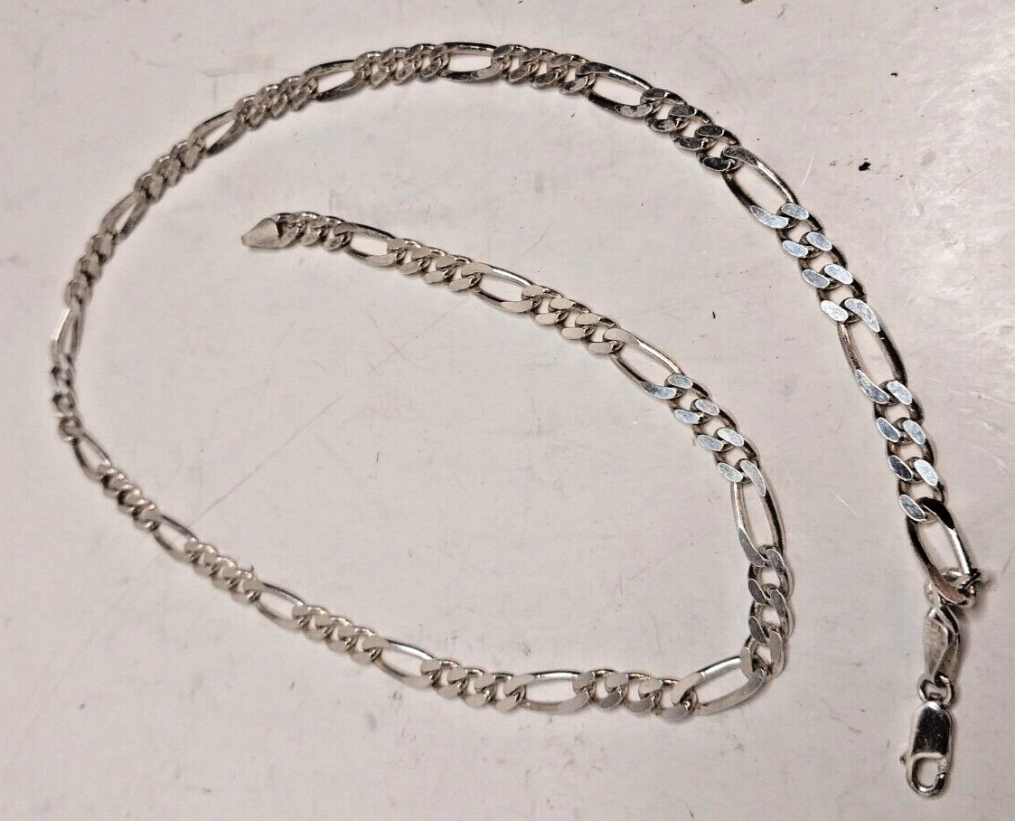 925 STERLING SILVER ITALY SOLID FIGARO LINK NECKLACE CHAIN KA-1772