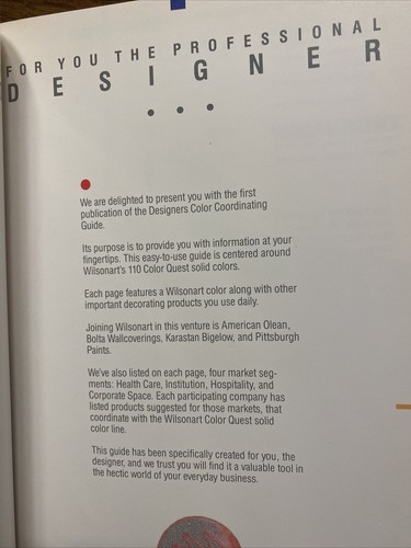 Wilsonart Pro Designers Color Coordinating Guide 110 Color 1988 1st Pub. D10 - Imagen 2 de 12
