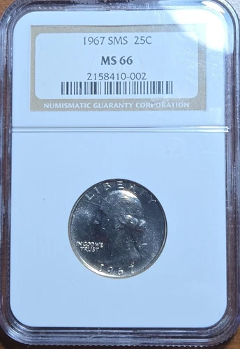1967 SMS Washington Quarter NGC "MS-66 Outstanding Quarter #A-80