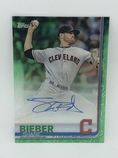 2019 Topps Clearly Authentic Shane Bieber Auto Green #/99 Indians  Autograph