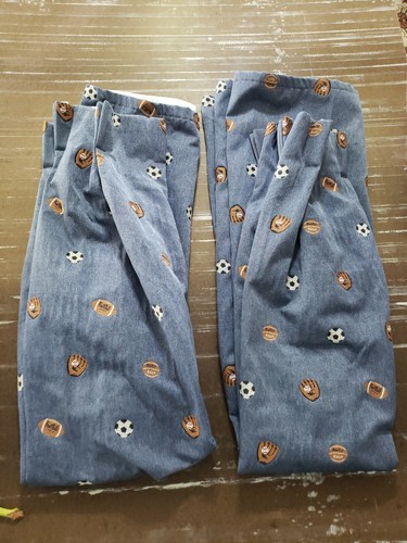 Black Out Curtains Little Boy Sports Fan Ball Player Jean Quality 22x56"