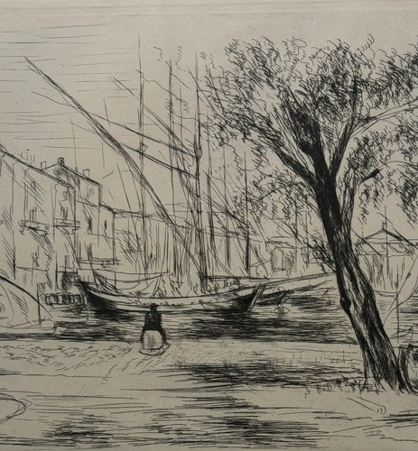 Original 1927 ANDRE DUNOYER de SEGONZAC 'Le Port ST TROPEZ' Harbor Boats ETCHING - Picture 8 of 12