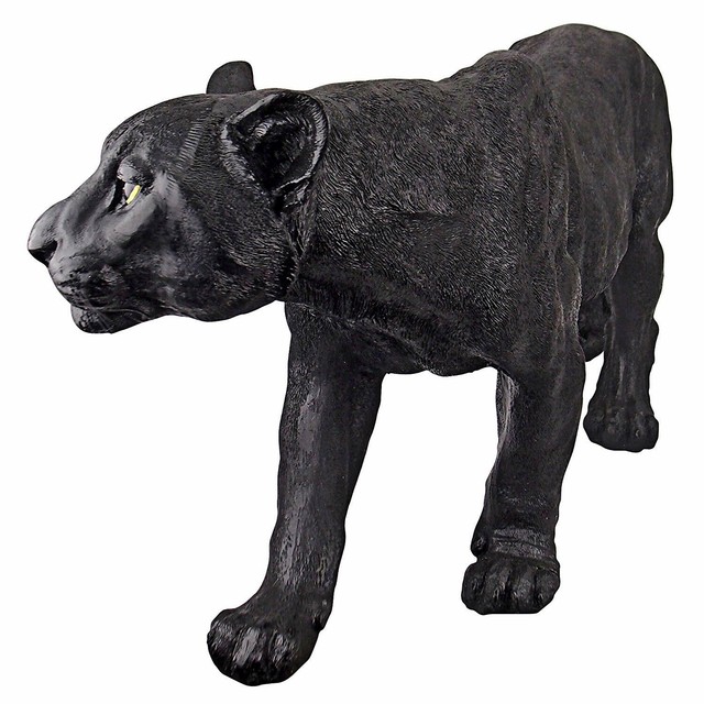 Large Black Panther Cat Sculpture Animal Statue Outdoor Garden Decor
