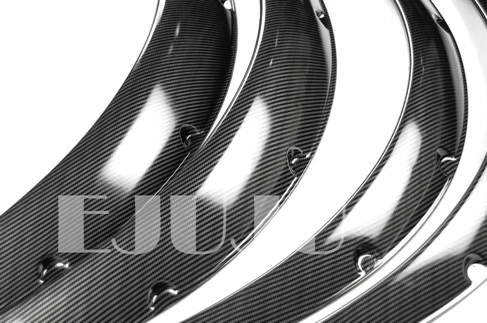 1.1.75" F 2.75" R efecto carbono flexible 4 piezas anchas guardabarros llamaradas para BMW AUDI Foto 2 de 4