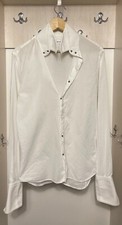Thierry Mugler French Cuff Wingtip Collar Dress Long Sleeve Shirt Vintage 15.5