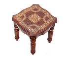 Brass embedded Sheesham wood Coffee Table Living Room Center Folding Stool Decor
